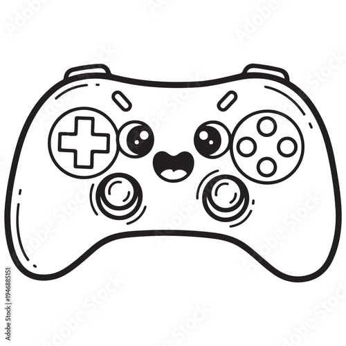 Cute Kawaii Video Game Controller with Smiling Face