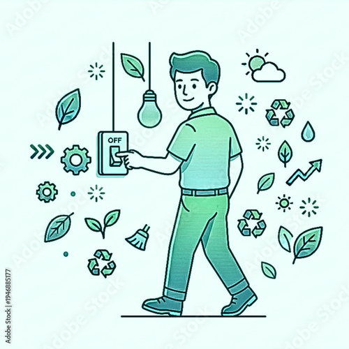 Man Turning Off Light Switch