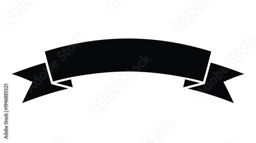 A versatile black curved ribbon banner graphic, perfect for adding titles, labels, or promotional text. Clean, simple design element for various projects.