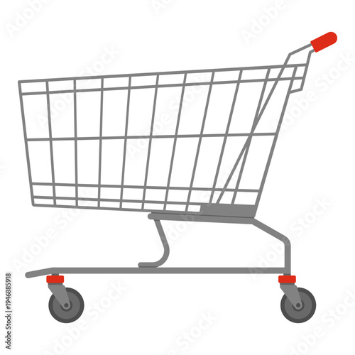 Empty big supermarket trolley isolated