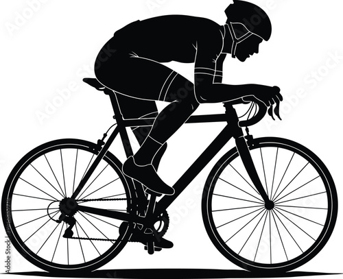 cyclist, silhouette, bike, racing, motion, sport, helmet, vector, black, cad, drawing, posture, speed, illustration, athlete