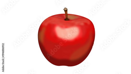 Single ripe red apple fruit illustration on white background