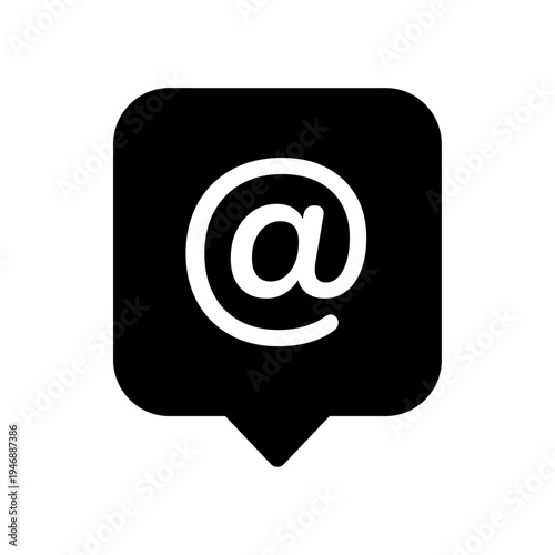 At symbol in speech bubble icon for social media mention or email