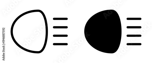 Low beam car headlight icon set for vehicle dashboard display