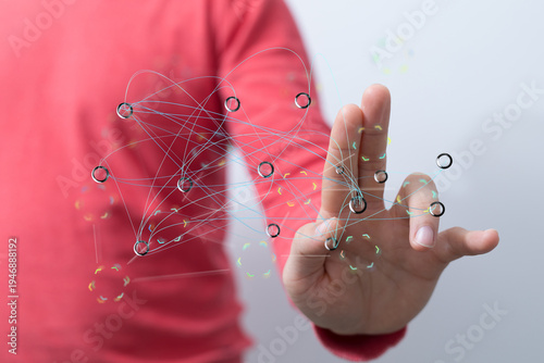 Hand reaching towards netwo...