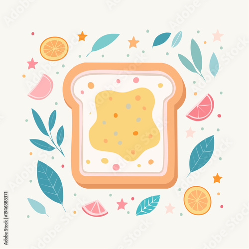 Sweet breakfast spread with fruit slices and leaves, a delightful and healthy start