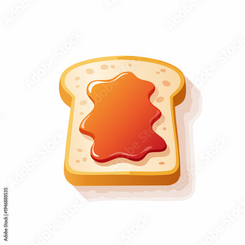 Delightful illustration of a toasted bread slice generously covered with sweet, vibrant fruit jam, perfect for a cheerful breakfast or snack