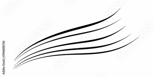 Abstract design featuring dynamic sweeping black lines on a white background