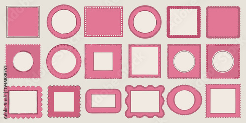 Collection of decorative pink frames in various shapes and styles