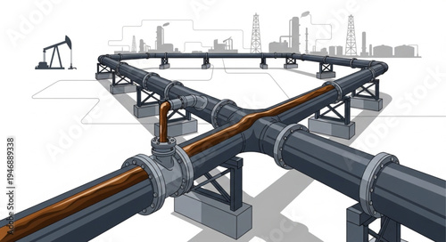 Industrial pipeline and oil rig.