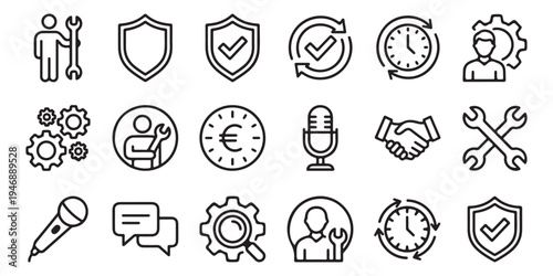 Set of Business and Technical Support Line Icons for Web and Mobile Apps