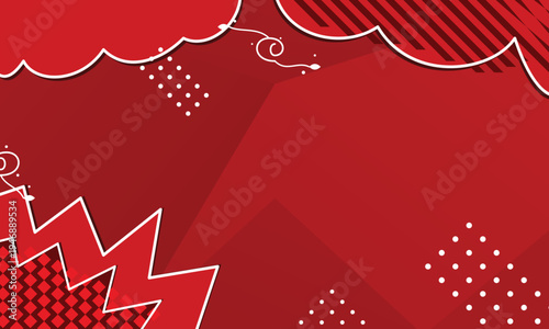 Vibrant red comic background with white accents and patterns