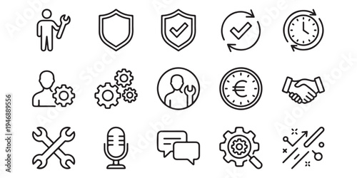 Customer Service and Technical Maintenance Icon Collection - Linear Style Business Symbols