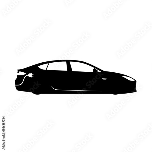 Black silhouette of a modern electric car
