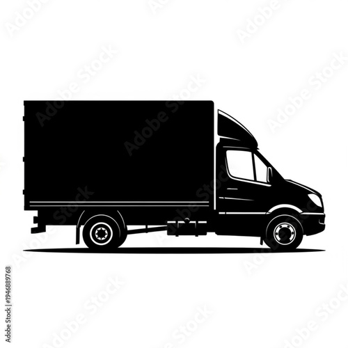Black silhouette of a delivery truck