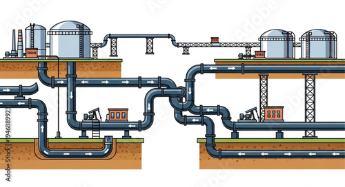 Industrial pipeline system infrastructure.