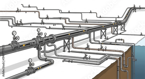 Industrial pipeline system infrastructure.