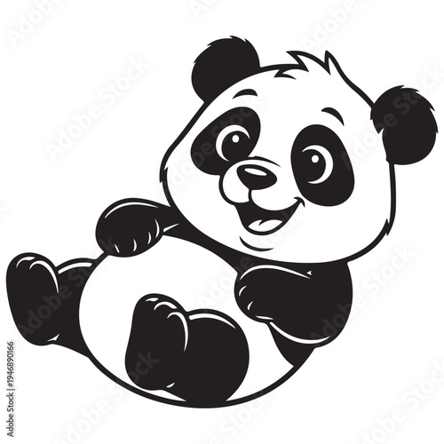 Cute Black and White Panda Illustration
