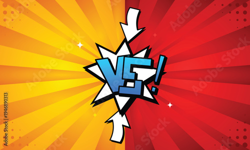 vs symbol on colorful background with arrows