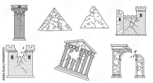 Ancient Architectural Ruins - A Collection of Historical Structures.