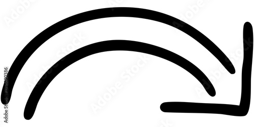 二重線の手書き矢印のイラスト3（黒）