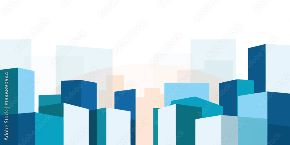 Fototapeta premium Abstract blue city background featuring a 3d financial growth chart and business data bar graph illustration for a successful corporate market report