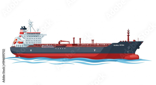 Large Red and Black Cargo Ship.