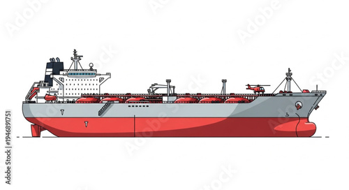 Large Red and Gray Ship.