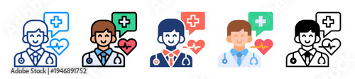 Doctor Support Icon Sheet Multiple Style Collection 