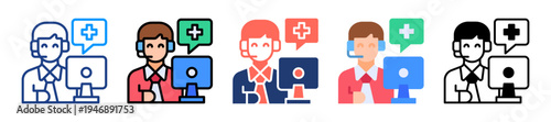 Health Assistance Icon Sheet Multiple Style Collection 