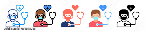Patient Care Icon Sheet Multiple Style Collection 