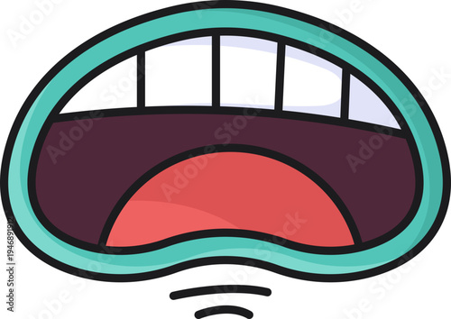 Hand Drawn Cartoon Mouth Open Wide