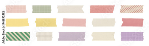 PNG Colorful decorative washi tape collection on transparent background