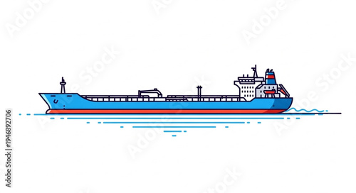 Large Blue Cargo Ship Vessel.