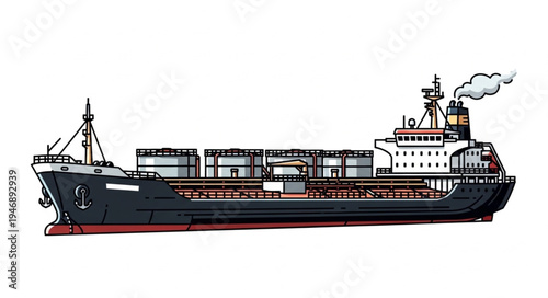 Large Cargo Ship at Sea.
