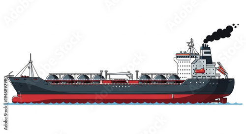 Large cargo ship at sea.