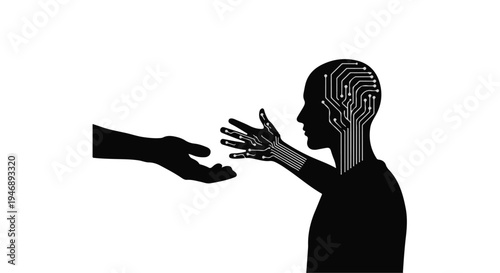 Robot rejecting human hand offering help