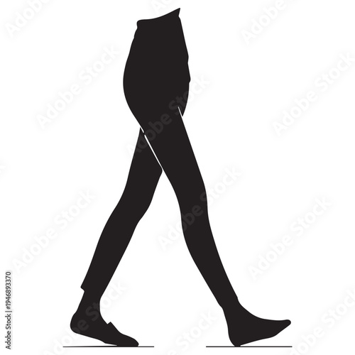Woman walking in black silhouette vector illustration flat design