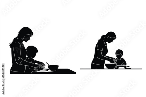 Mother and child engaging in activities together