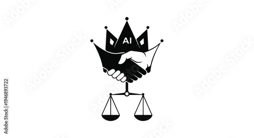 AI technology logo with handshake and scales
