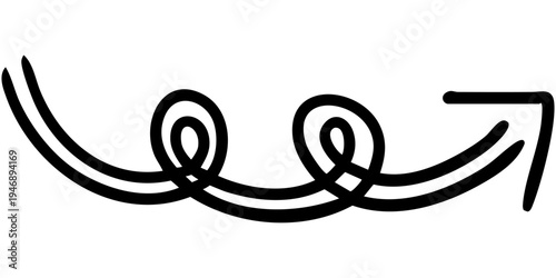 二重線の手書き矢印のイラスト11（黒）