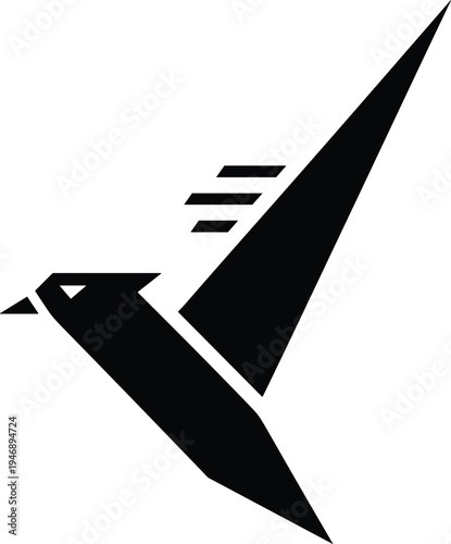 Flying bird silhouette logo design, abstract swift bird symbol minimal animal icon modern brand identity black flat vector illustration