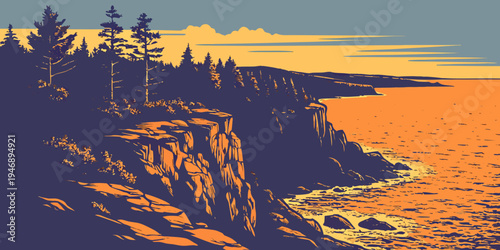 Lake Superior Rugged Rocky Coastline Sunrise Panorama – Dramatic Freshwater Horizon in the USA, United States, U.S., US