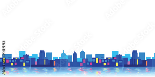 A professional city skyline vector illustration featuring a modern urban cityscape with high-rise office skyscrapers and downtown architecture in a clean metropolis design