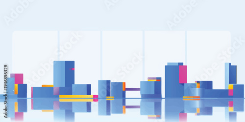 Abstract 3d business graph with a rising green arrow over an urban city background showing financial growth and market success