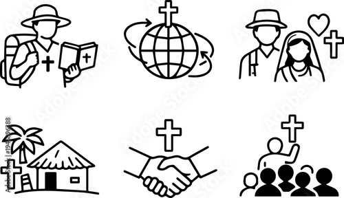 Logistics transportation shipping delivery outline icons. Vector