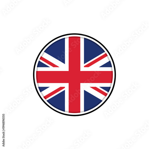 Free Download A circular icon featuring the flag of the United Kingdom with a black outline on a white background. - GFXLoad