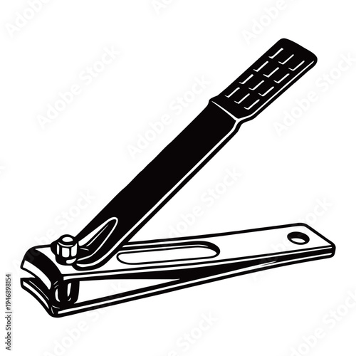 Nail Clipper Vector Illustration Personal Care Hygiene Tool Minimalist Black and White Line Art Icon