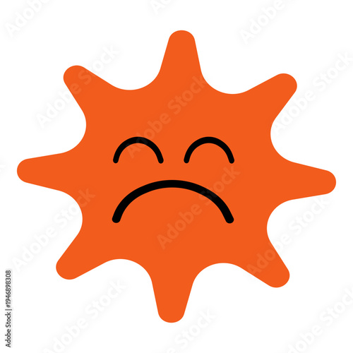 Orange disappointed sun emoji icon representing heatwave