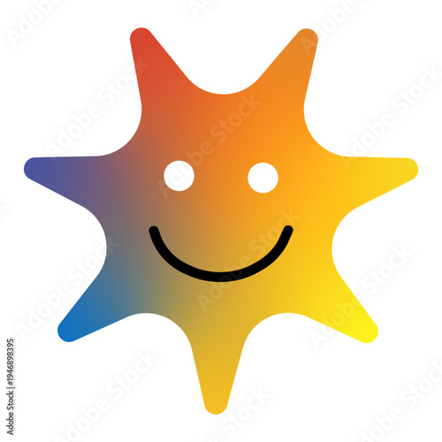 Smiley sunburst icon expressing happiness and positive energy